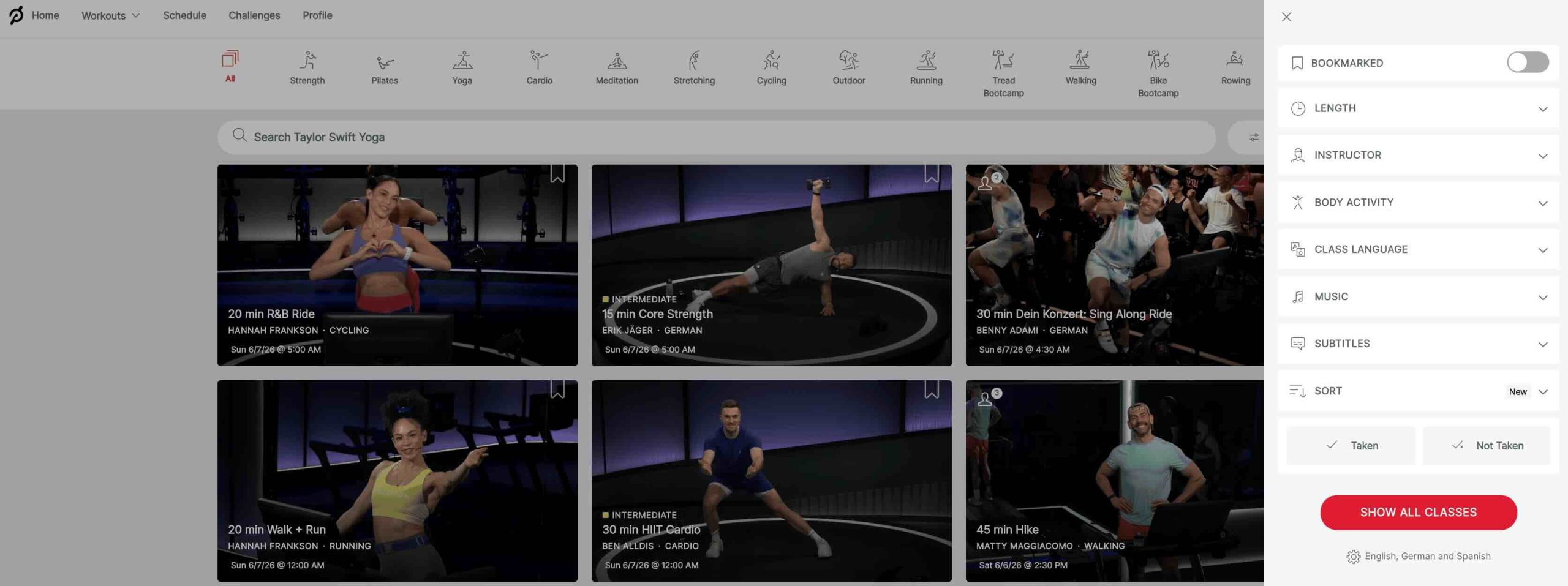 Fun Peloton Classes - use the filter to find your new favorites