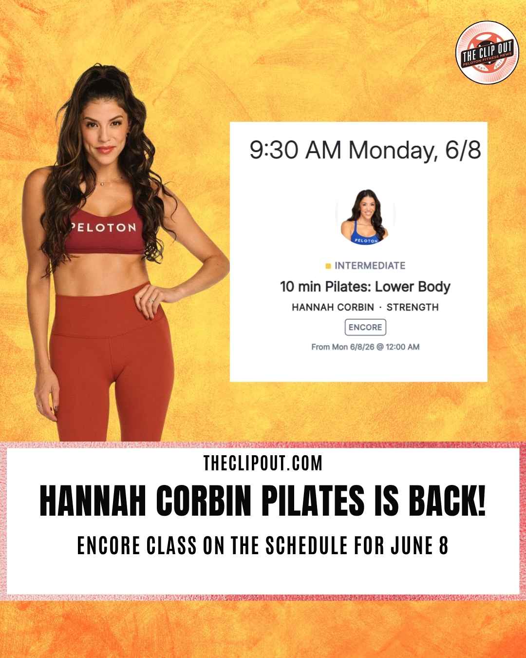Pilates with Hannah Corbin is back on Peloton schedule