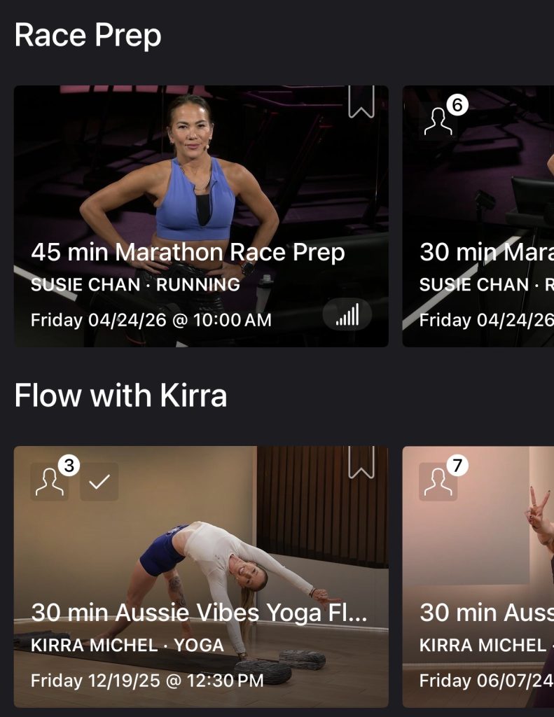 Australian Edit collection tile on Peloton app showing Cross Training category and 45 classes