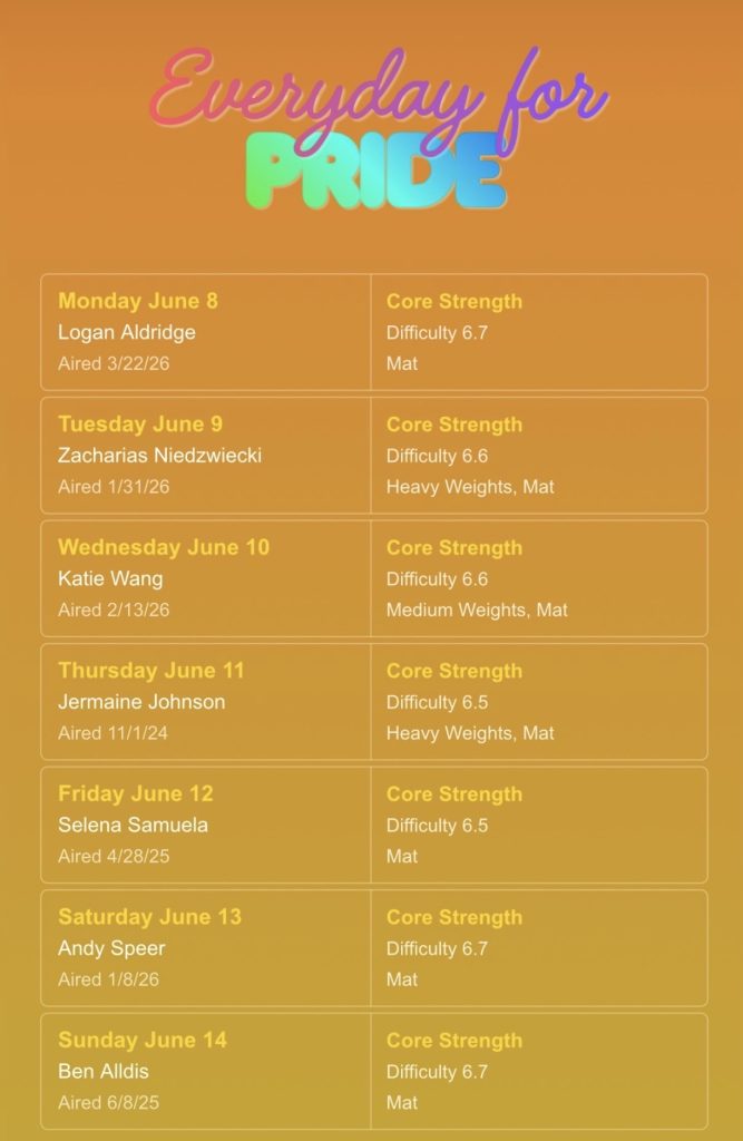 Matty Maggiacomo announces June Pride core classes for Peloton, a 30-day daily 10-minute core series for Pride Month