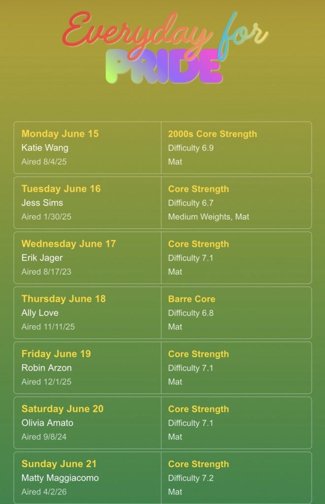 Matty Maggiacomo announces June Pride core classes for Peloton, a 30-day daily 10-minute core series for Pride Month