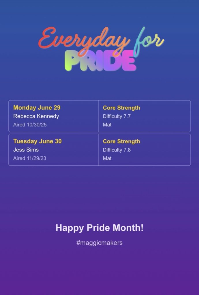 Matty Maggiacomo announces June Pride core classes for Peloton, a 30-day daily 10-minute core series for Pride Month