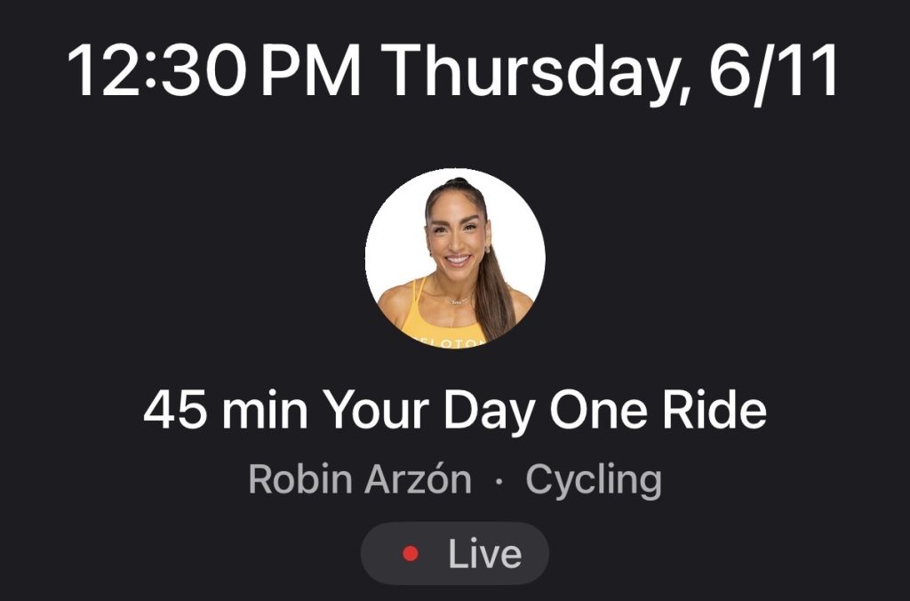 Day One Ride- screenshot from Peloton Schedule