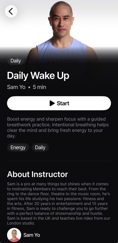 Sam Yo Breathwrk Daily Wake Up and Daily Wind Down classes on the Breathwrk app