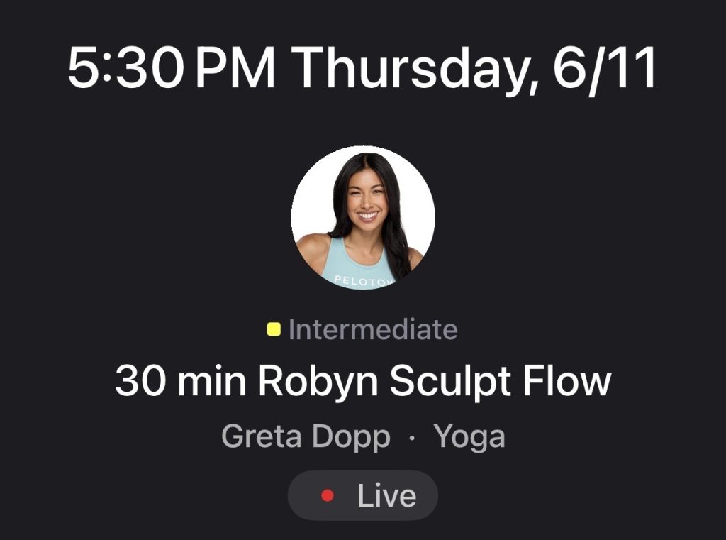 Robyn Artist Series Peloton class lineup for June 11 featuring Greta Dopp, Emma Lovewell, Rebecca Kennedy, Alex Karwoski, Mila Lazar, and Aditi Shah