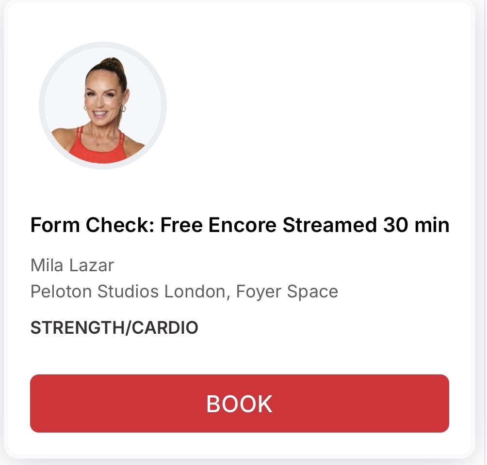 Peloton foyer class at Peloton Studios London with instructor Mila Lazar on June 21