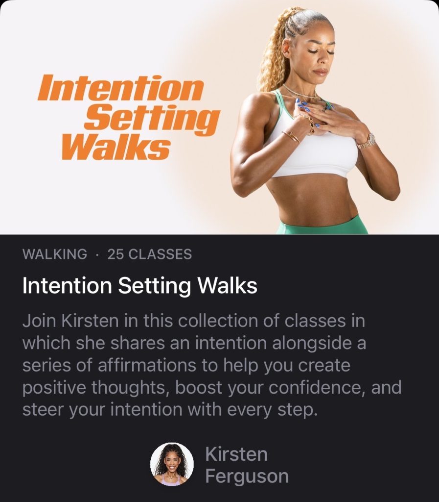 Peloton Intention Setting Walks collection page featuring Kirsten Ferguson