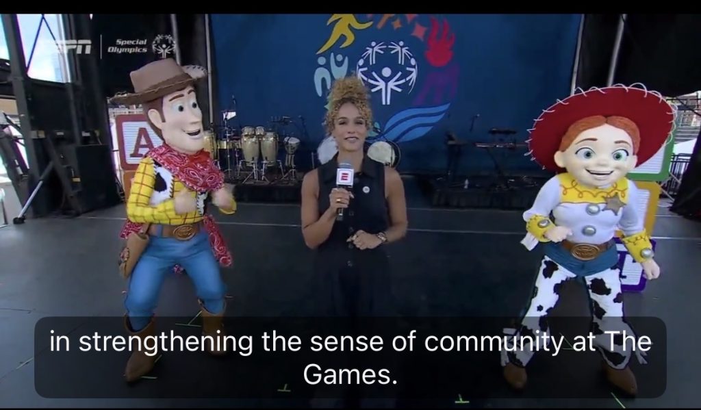 Jess Sims ESPN broadcast Special Olympics community segment