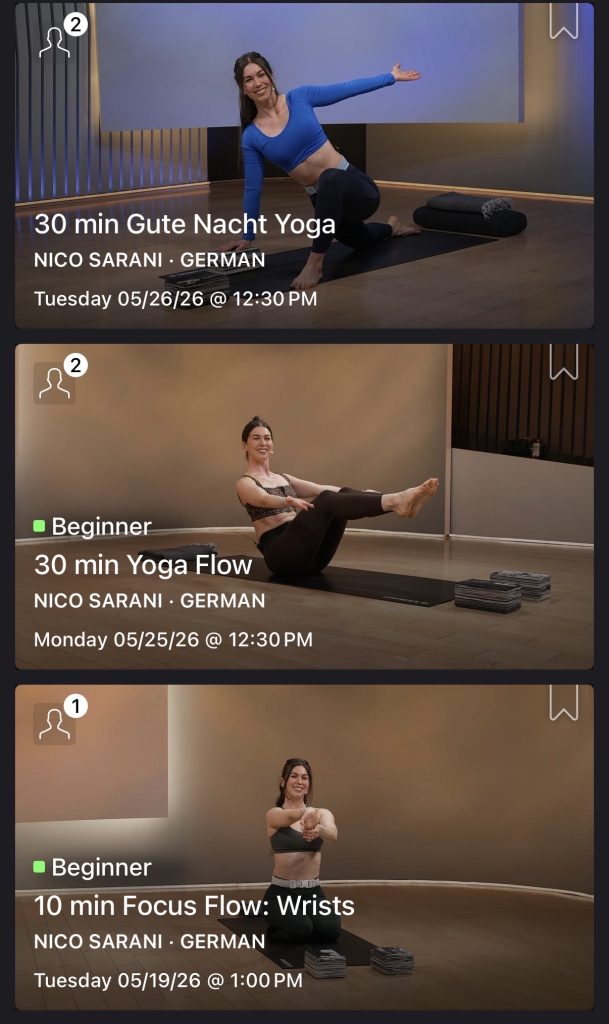 Gute Nacht Yoga Collection class list with Nico Sarani