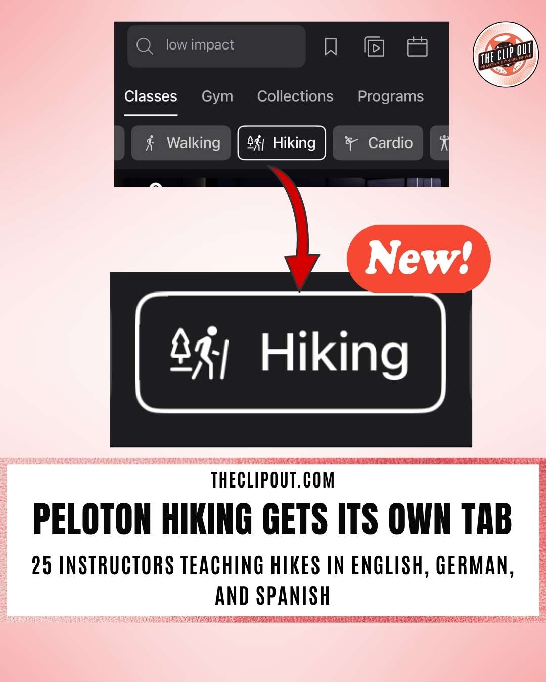 Peloton Hiking Gets Its Own Tab