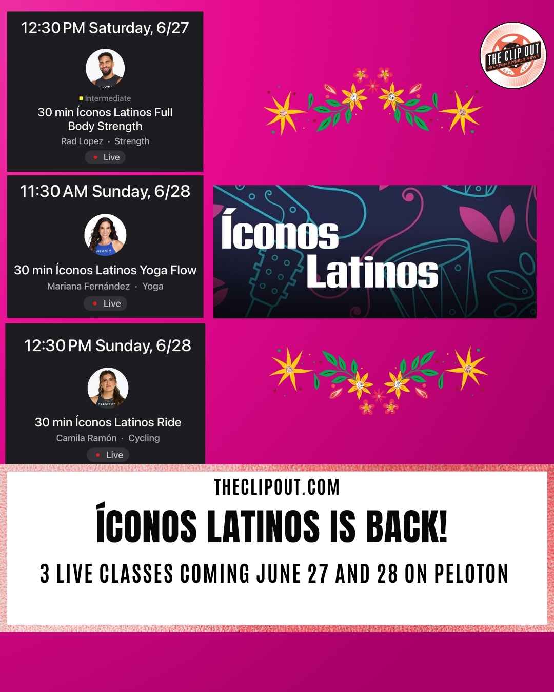 Peloton Íconos Latinos classes June 2026