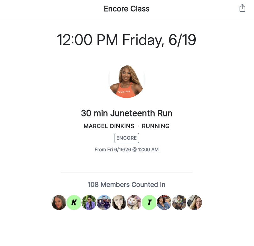 Peloton Juneteenth Classes Marcel Run