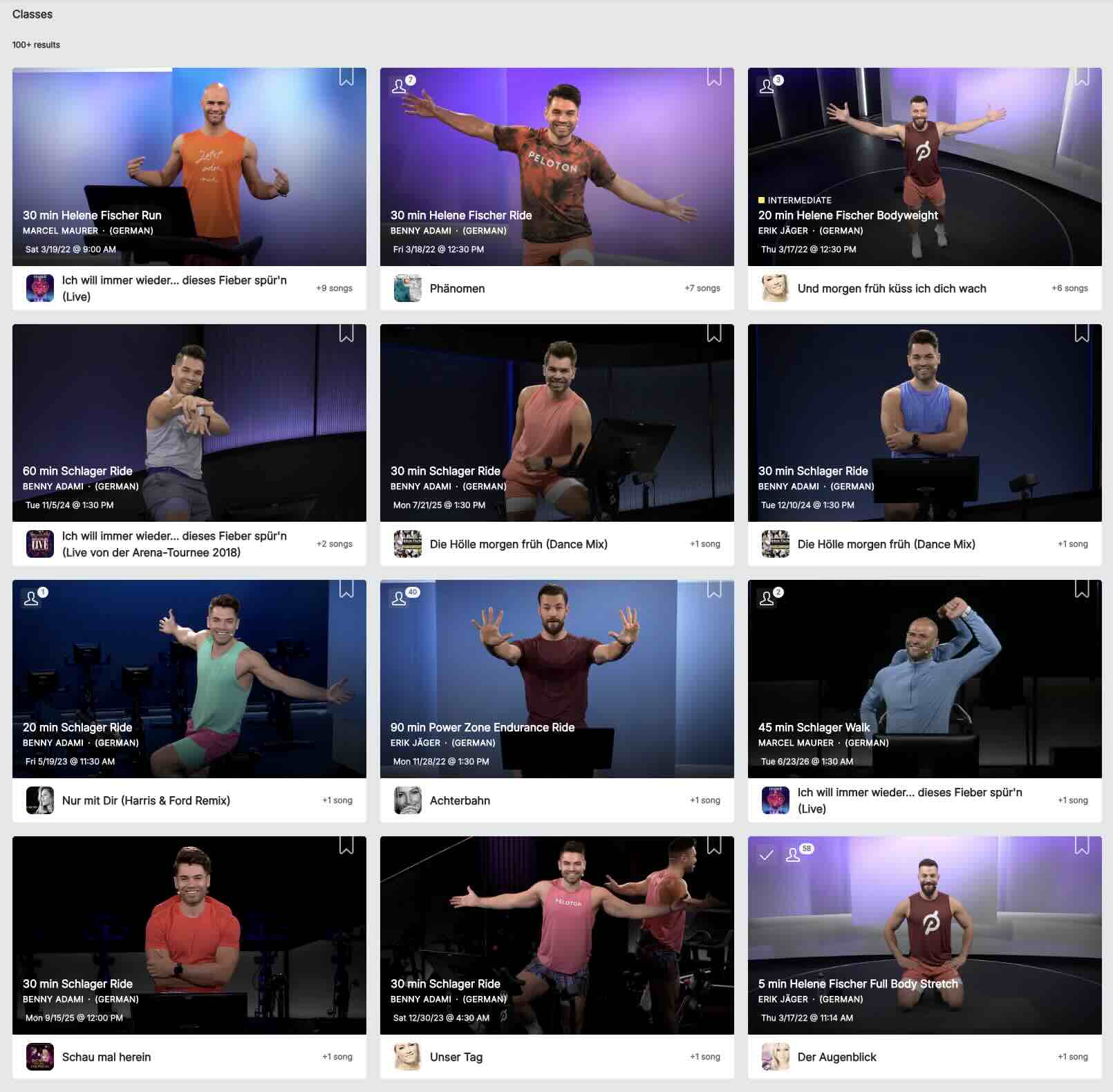Peloton Helene Fischer Artist Series - current classes on demand featuring her Schlager style music