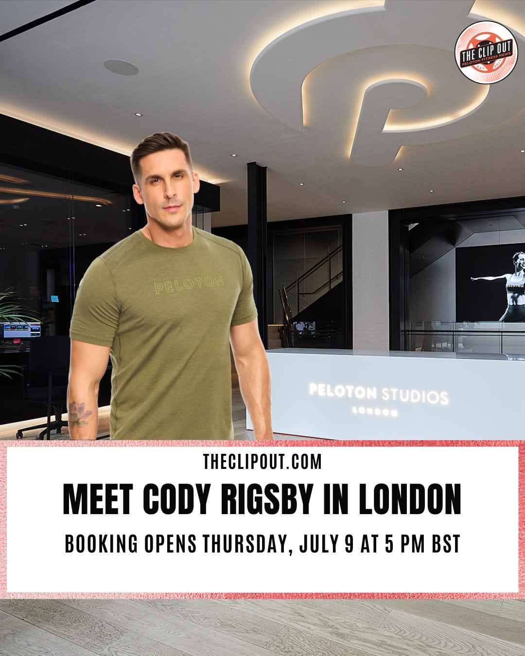 Cody Rigsby meet and greet announcement for Peloton Studios London