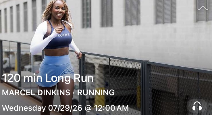 Marcel Dinkins 120 minute run on Peloton Outdoor