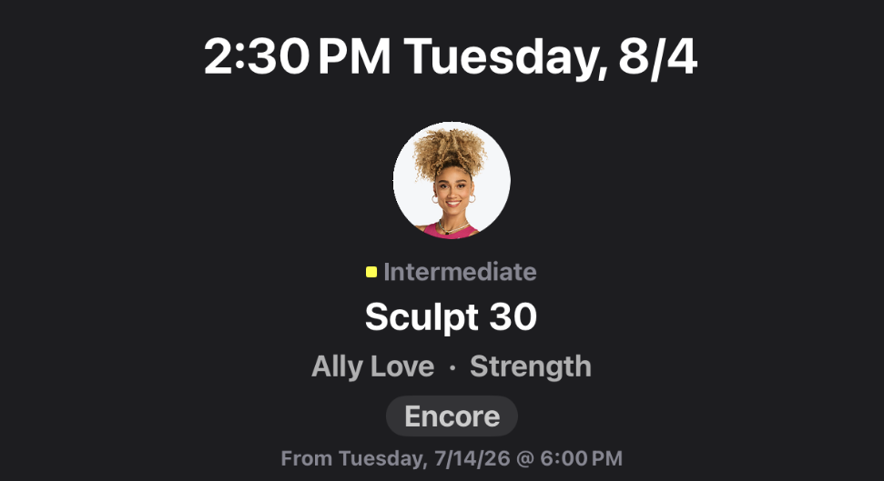 Ally Love Peloton Sculpt 30 Class