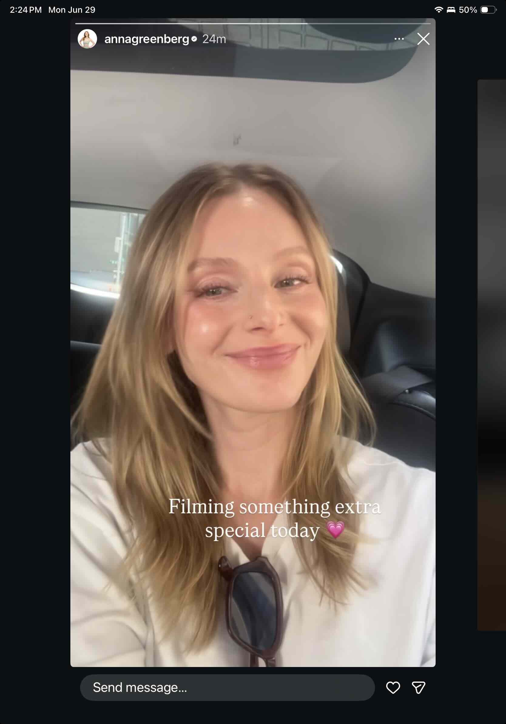 Anna Greenberg teases filming something special - possibly prenatal