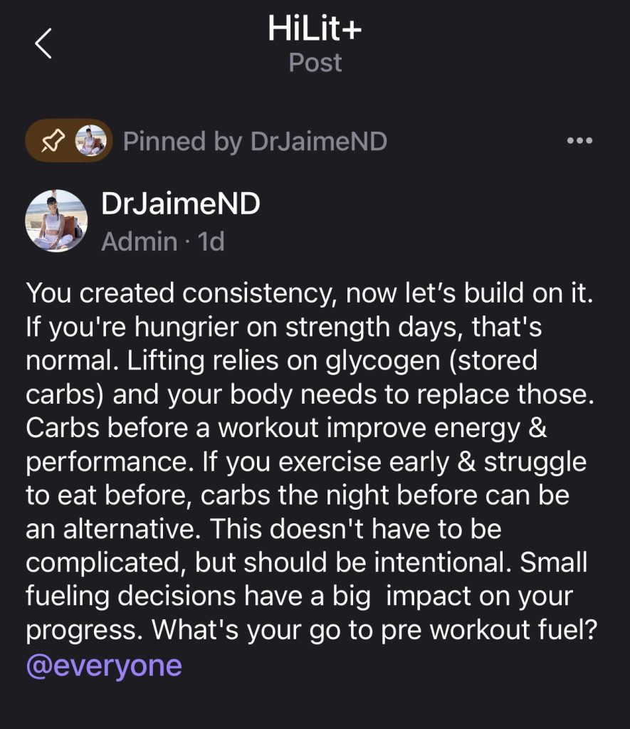 HiLit+ training pre-workout fueling tips from Dr. Jaime Schehr