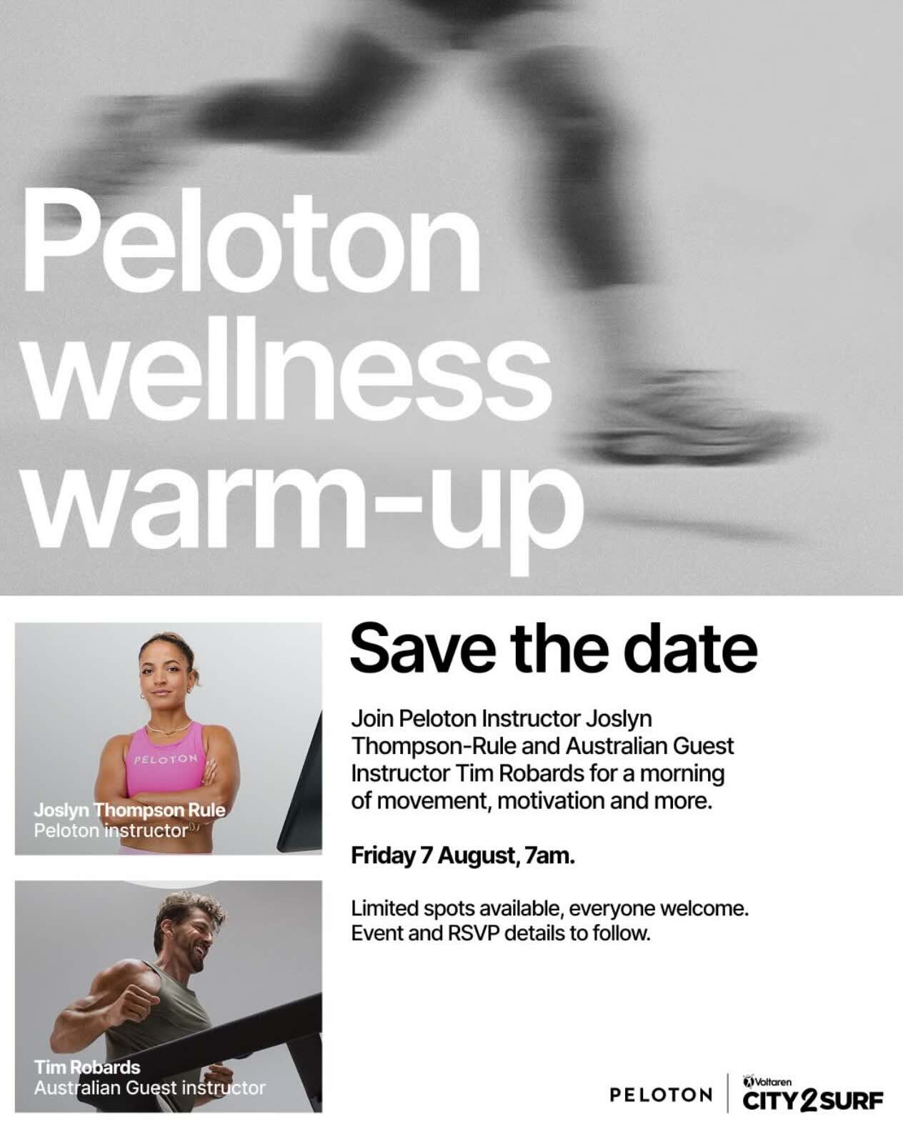 Peloton City2Surf 2026 Team Peloton entry and pre-race event