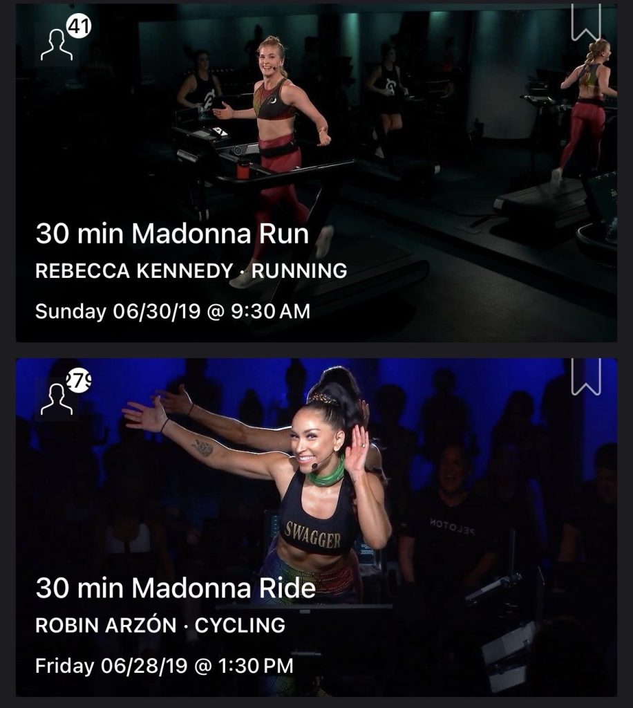 Peloton Madonna Run and Madonna Ride classes