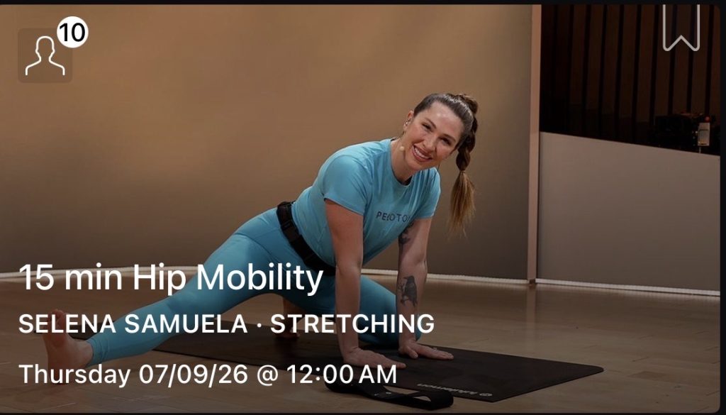 Selena Samuela Peloton classes hip mobility session