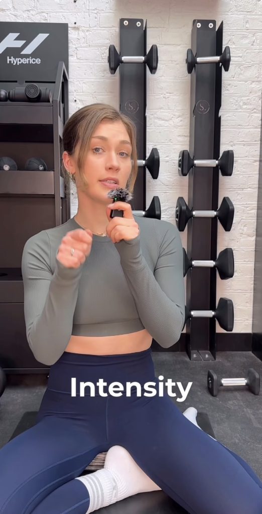 Volume and intensity training explained by Peloton instructor Dr. Charlotte Weidenbach in Instagram vide