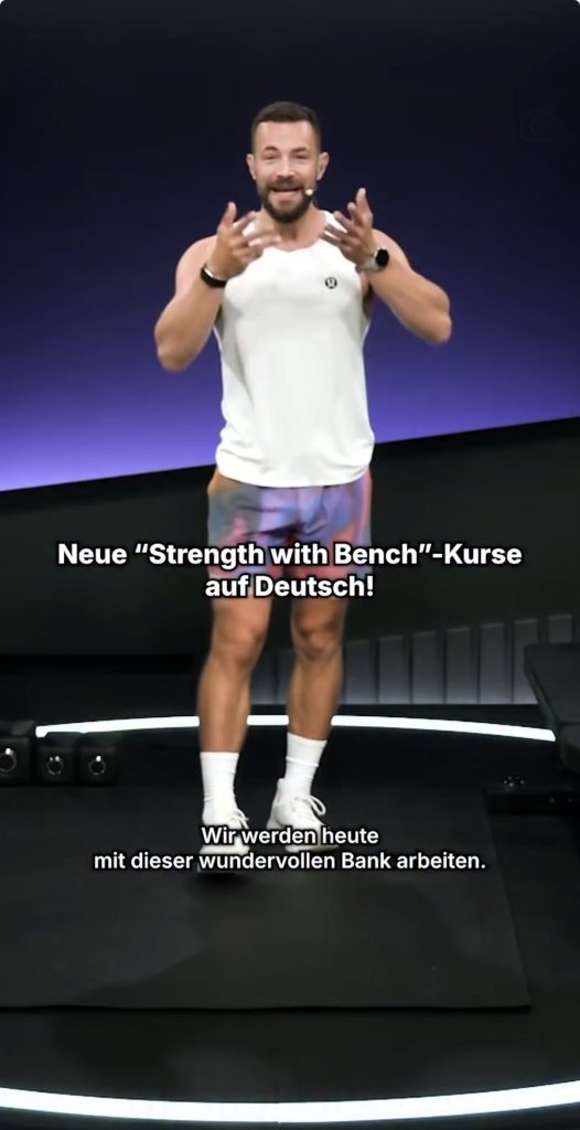 Erik Jäger announcing new Peloton Strength with Bench classes in German