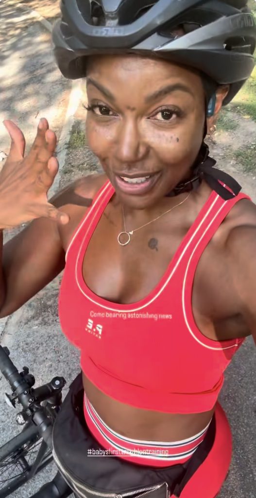 Marcel Dinkins triathlon training update filmed mid-ride in the park