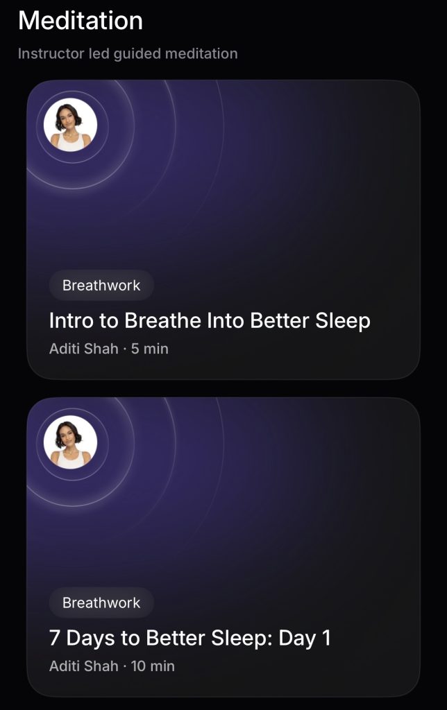 7 Days to Better Sleep intro class listing on the Peloton Breathwrk app
