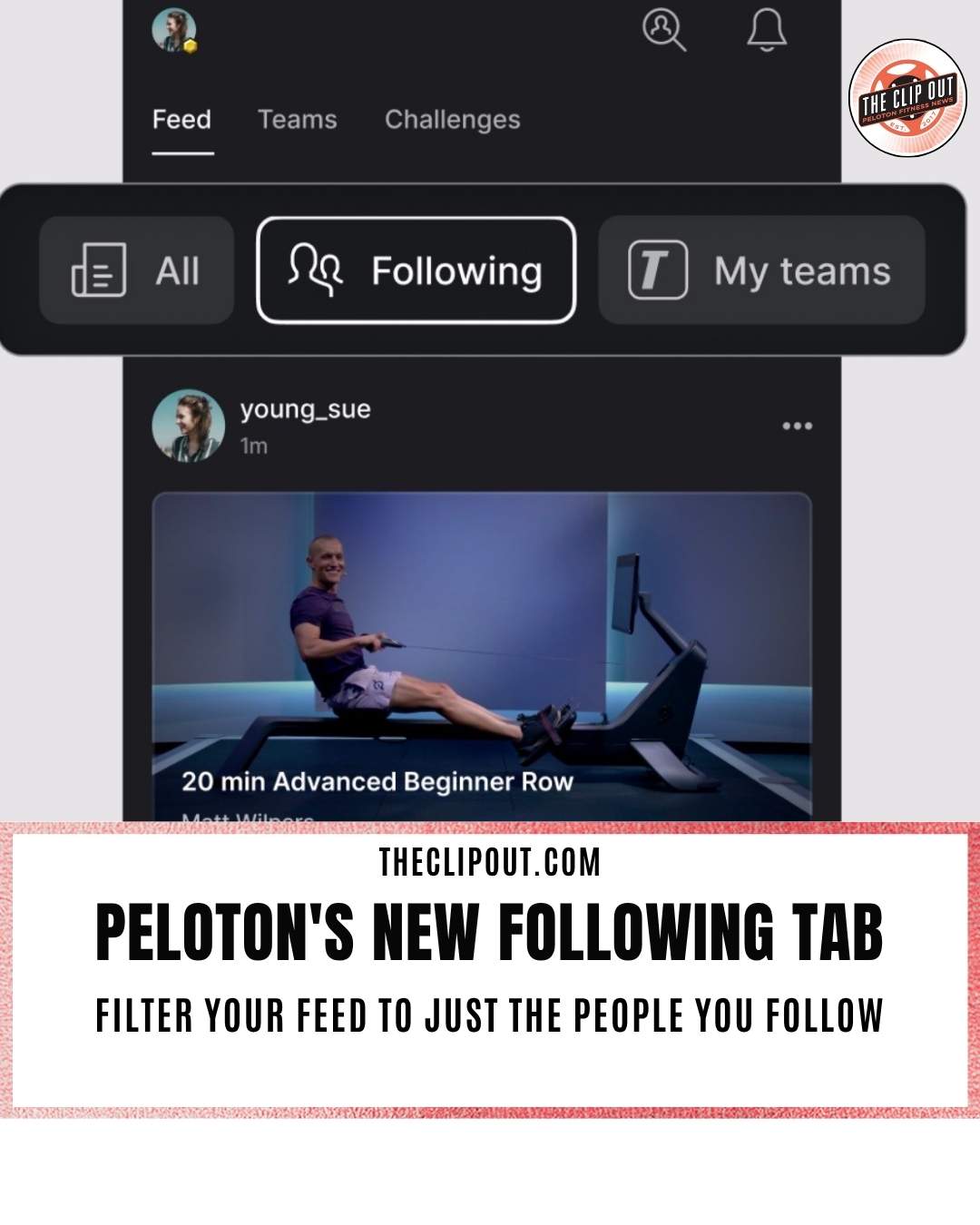 Peloton Following Tab Filter