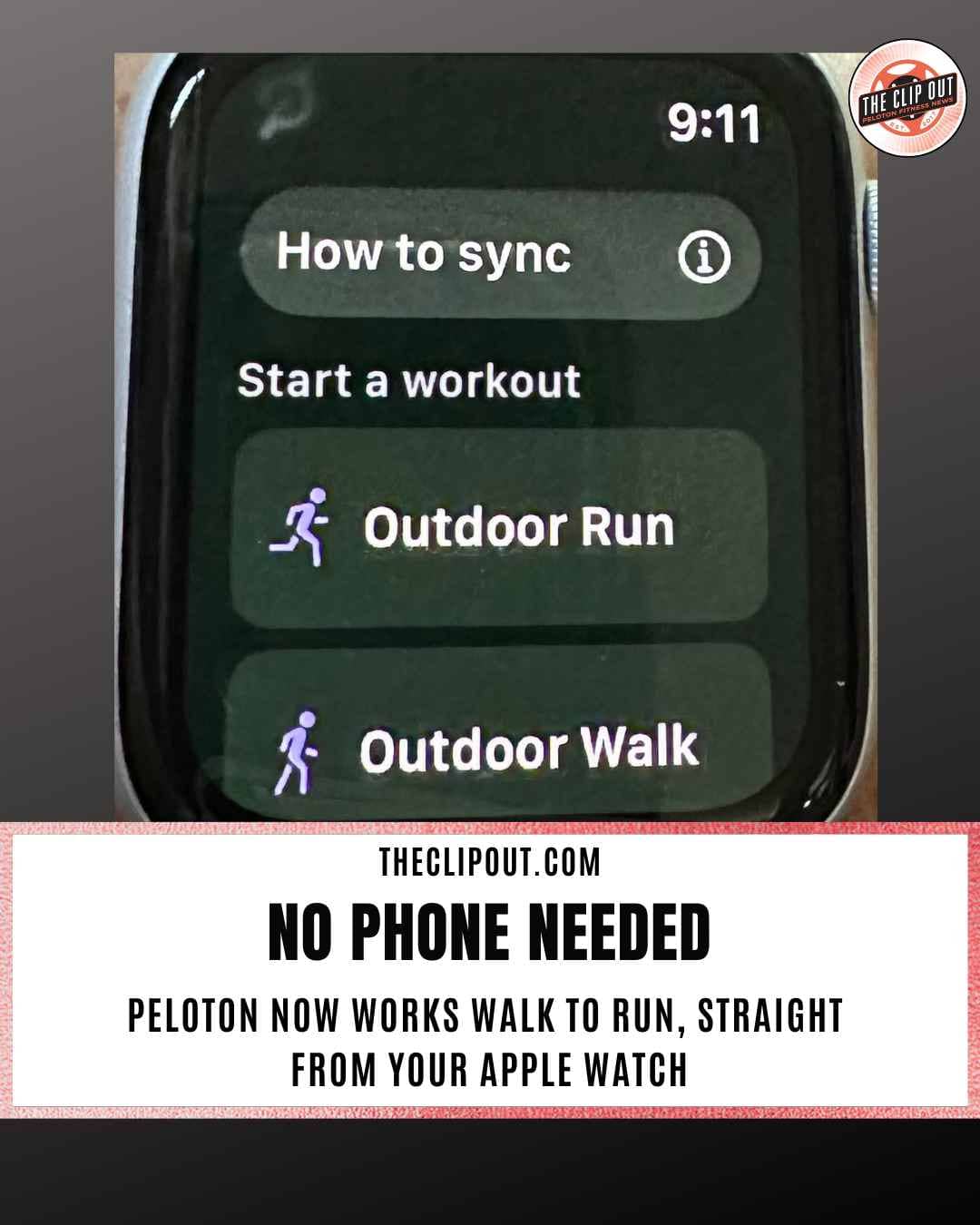 Peloton app for Apple Watch showing a walk workout option on the Watch screen