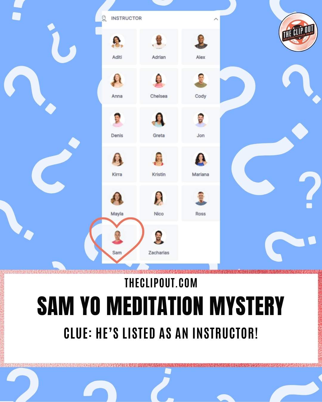 Sam Yo listed in Peloton Meditation