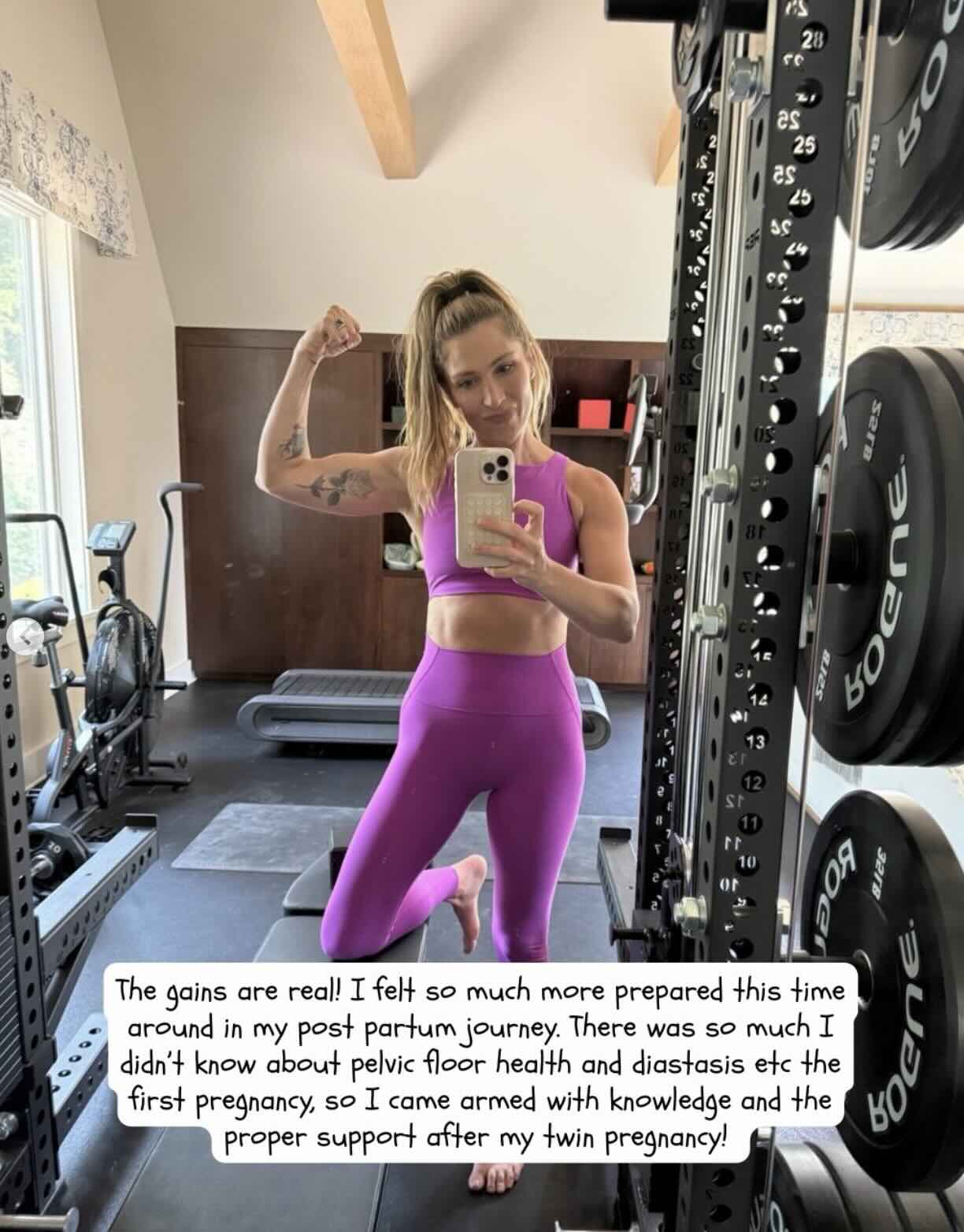 Selena Samuela demonstrating deep core exercises for diastasis recti recovery