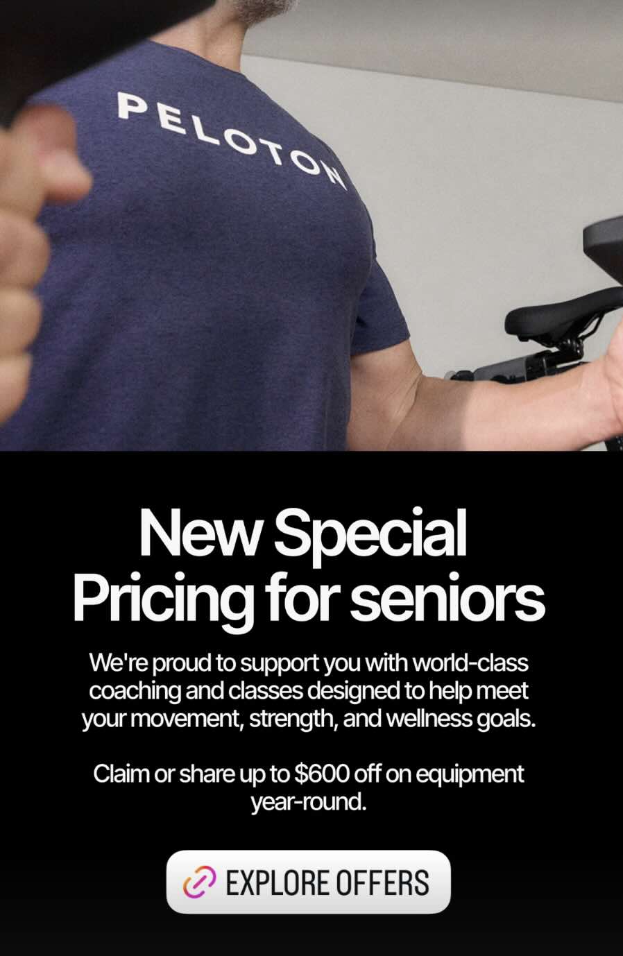 Peloton senior discount IG story
