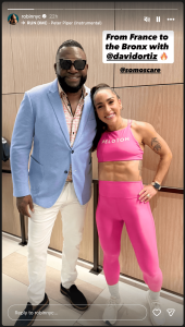 Robin Arzon of Peloton and David Ortiz at SOMOS Summer Mercado
