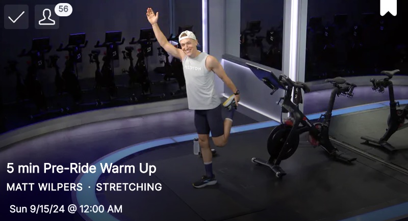 Peloton Stretch Class filters - still no split for Riders - Matt's best Warmup Stretch