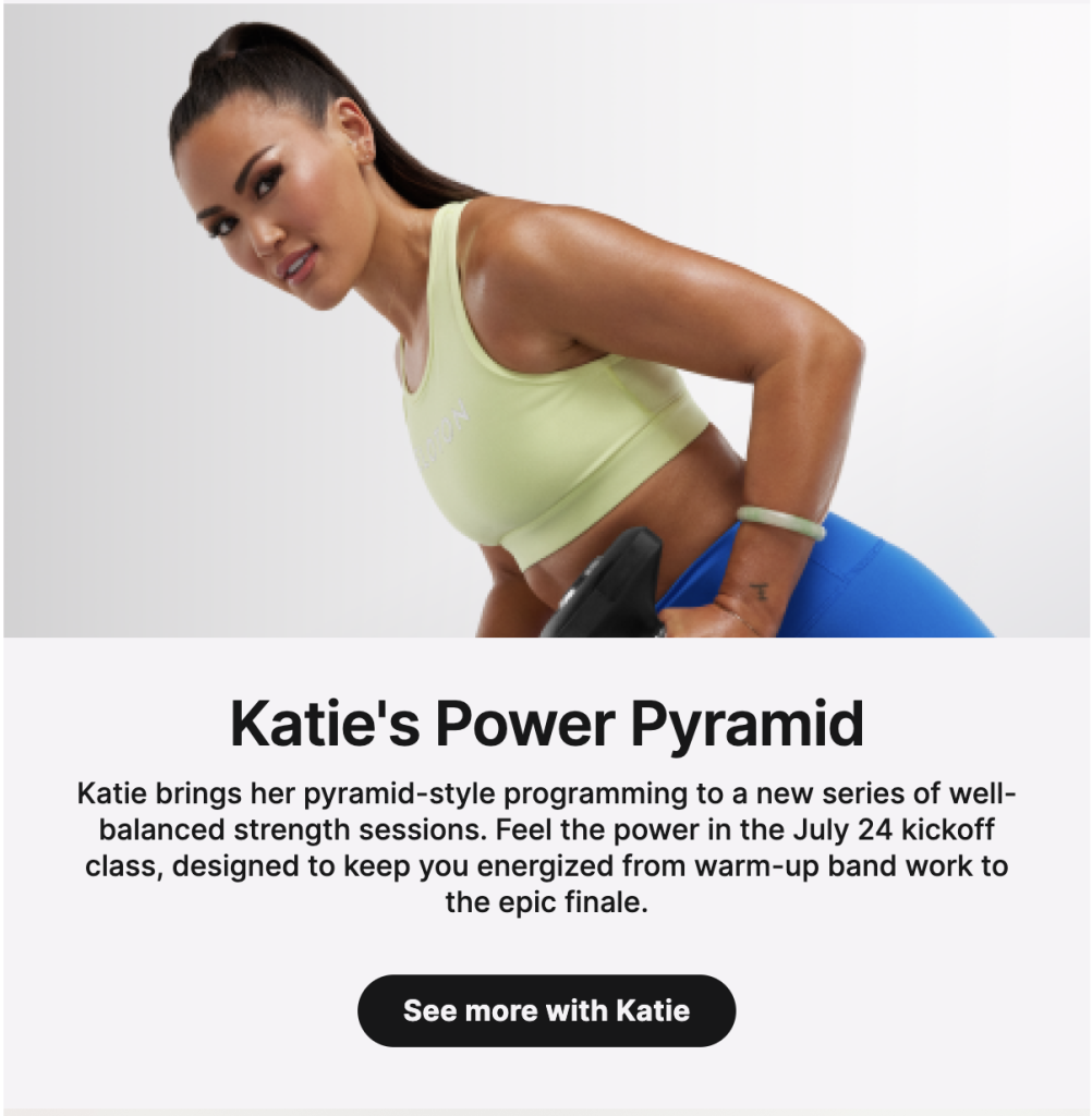 Power Pyramid Peloton Strength series announcement featuring instructor Katie Wang