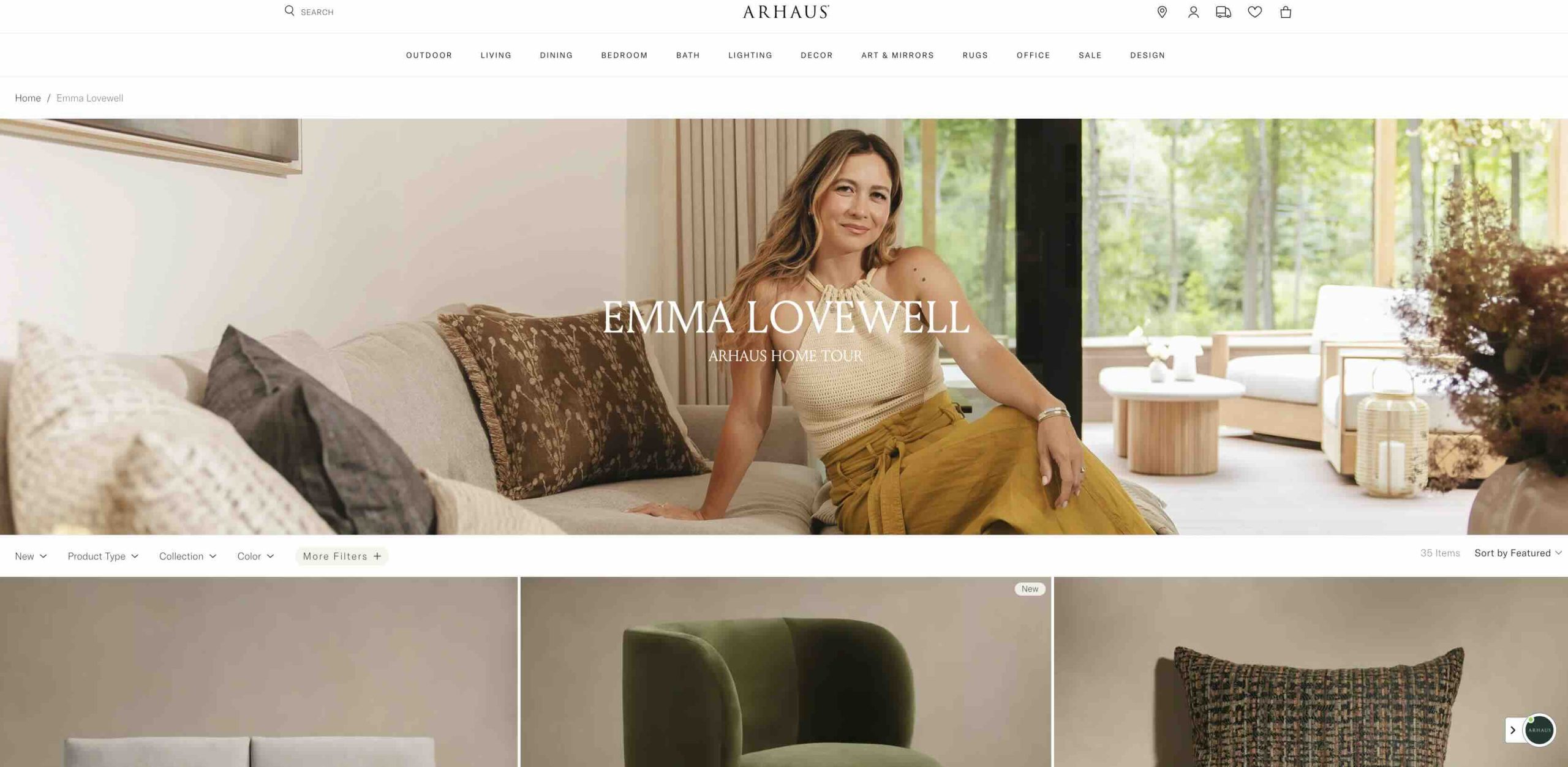 Emma Lovewell Arhaus partnership home collection photo