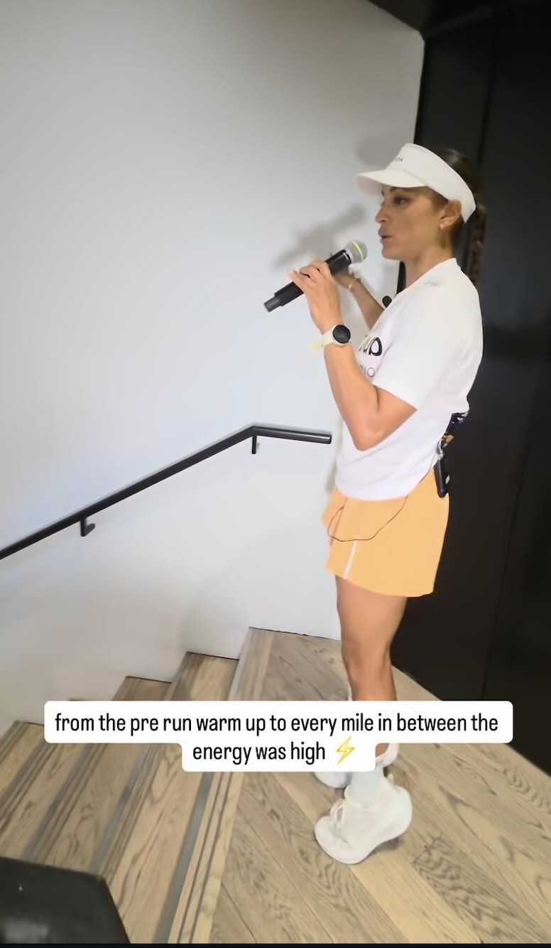 Joslyn Thompson Rule leads the Shift Chateau Run Club outside Peloton Studios London