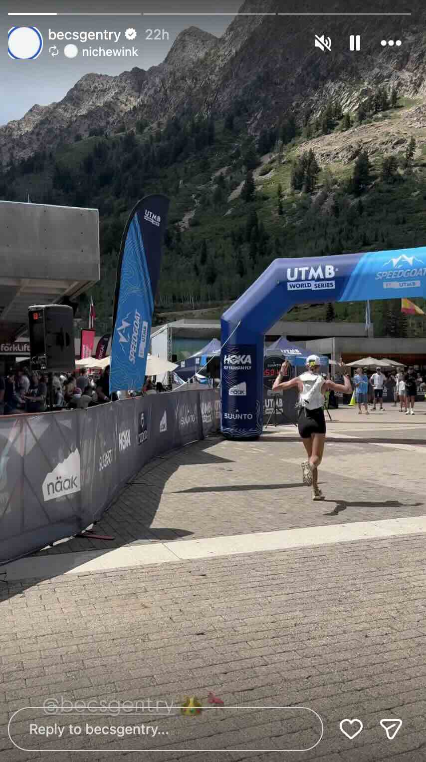 Becs Gentry Speedgoat 50K finisher photo at Snowbird