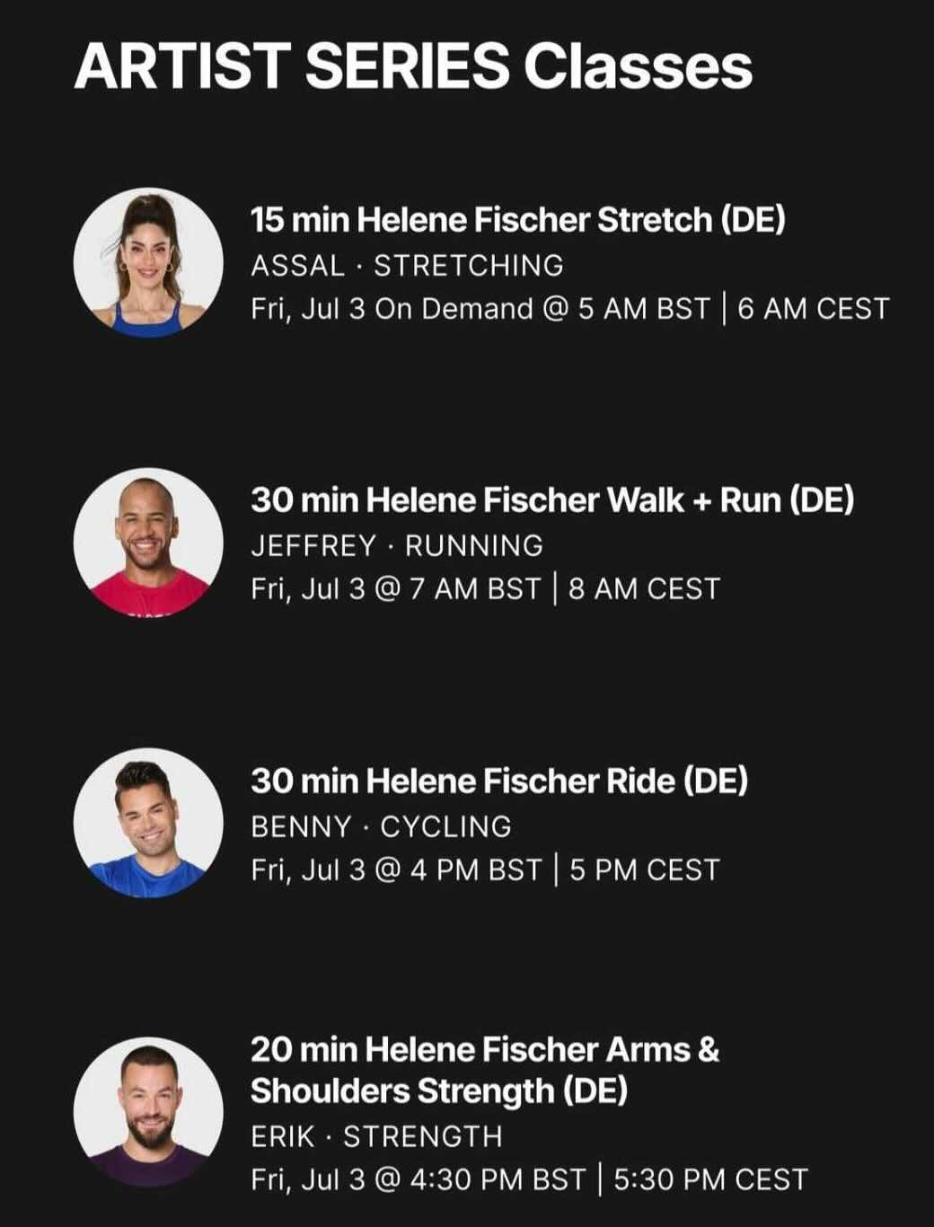 Helene Fischer Artist Series schedule