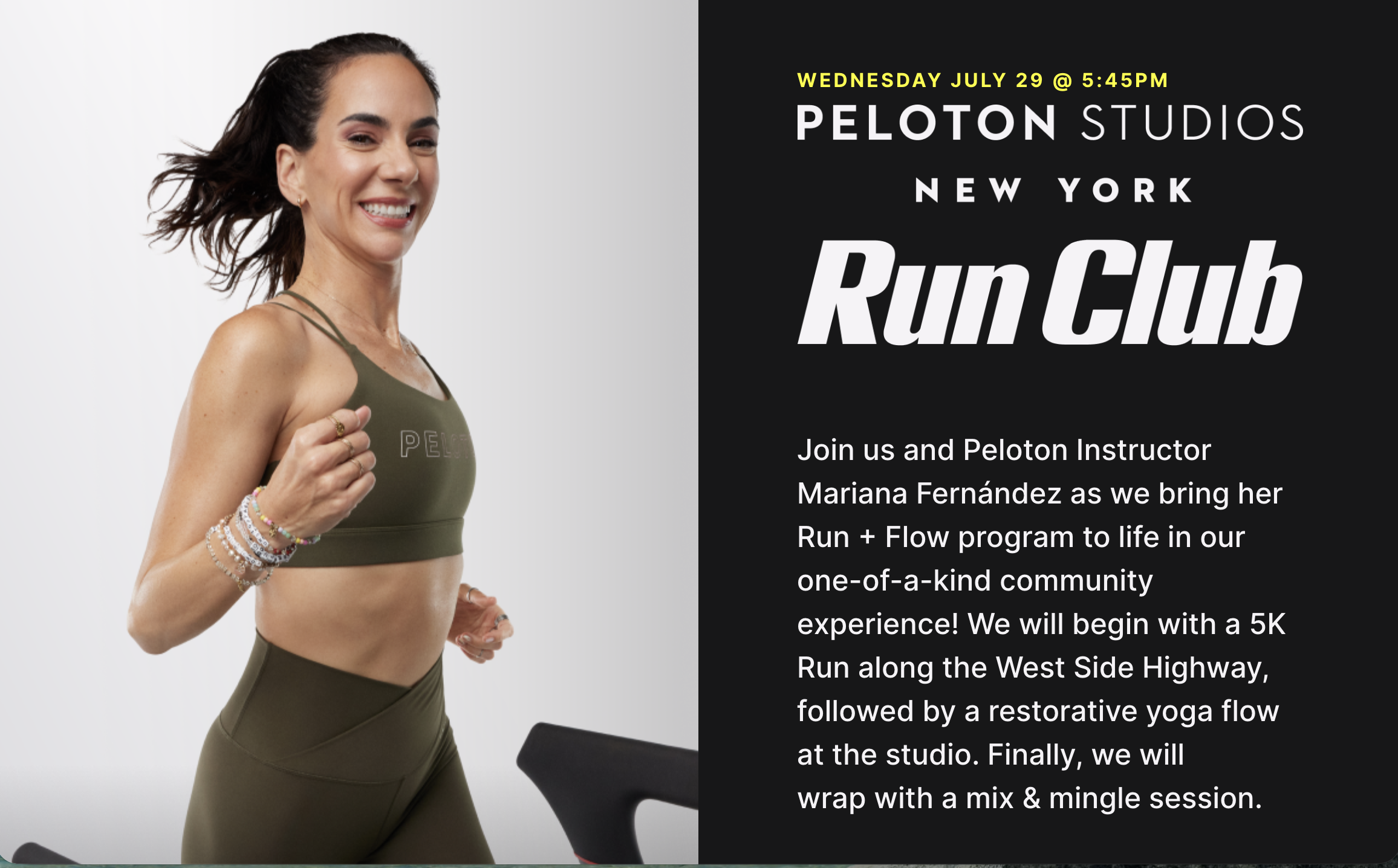 Peloton Run and Flow event at Peloton Studios New York