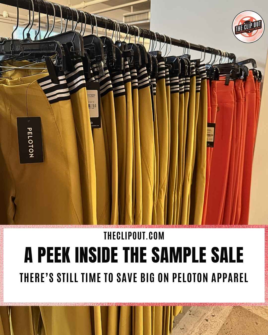 Sample Sale, Peloton Apparel, Racks of Leggings