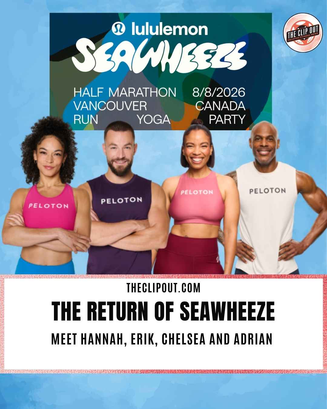 SeaWheeze Half Marathon Logo with Adrian Williams, Hannah Frankson, Chelsea Jackson Roberts and Erik Jager