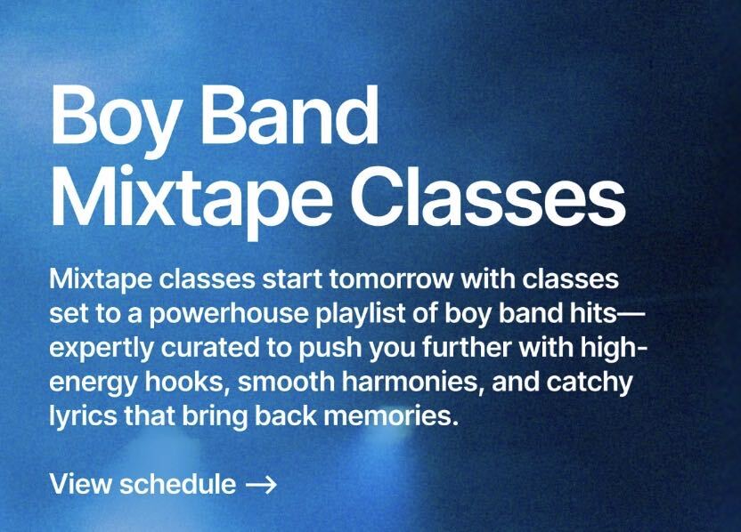 Boy Band Mixtape Classes set to a curated playlist of boy band hits on Peloton