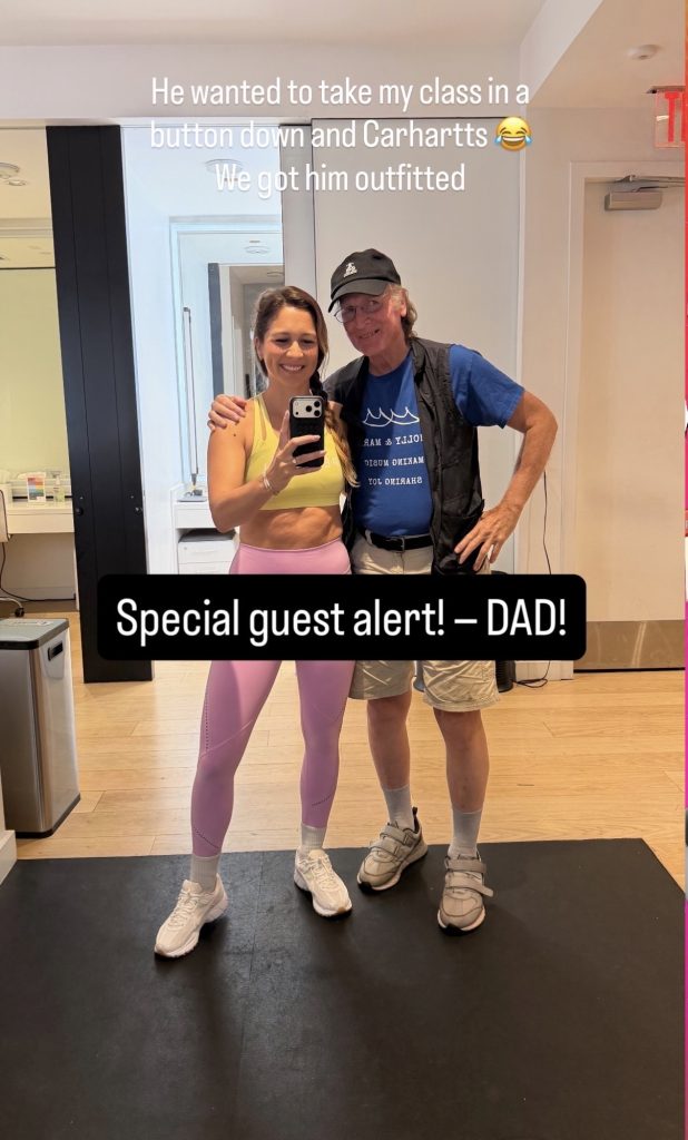 Emma Lovewell's dad joins her Peloton Studios for the 80s Ride