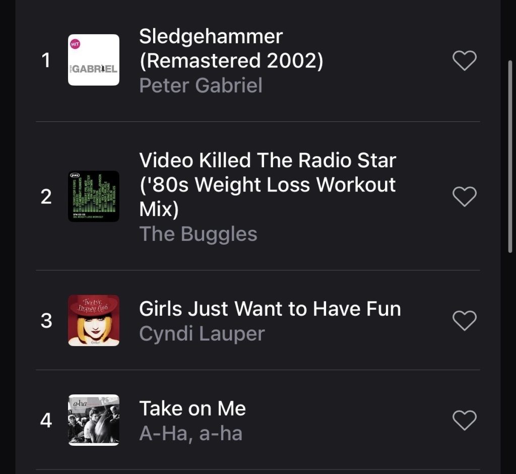 Emma Lovewell 80s Ride playlist featuring Peter Gabriel and The Buggles