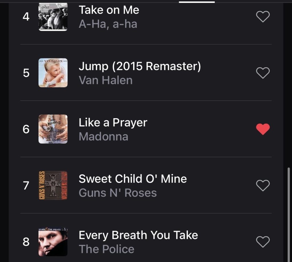Emma Lovewell 80s Ride playlist featuring Van Halen and Madonna