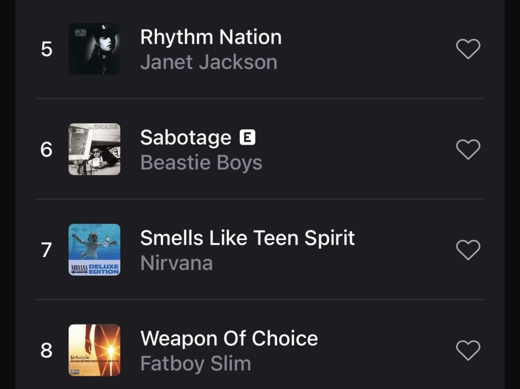 Peloton MTV Run playlist featuring Janet Jackson and Nirvana