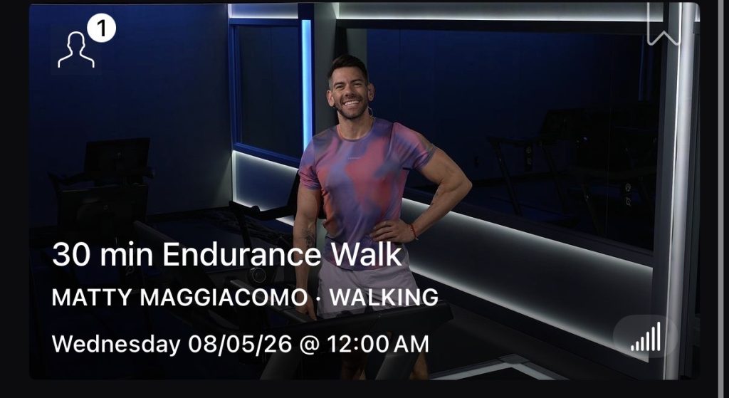 Endurance Walk Classes 30 minute session with Matty Maggiacomo on Peloton Tread